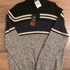 Chaps Men's Black, Gray, and Green Zip-Up Sweater